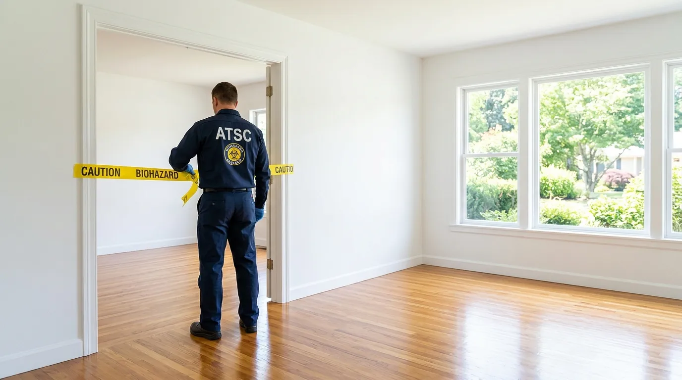 Certified biohazard cleanup crew performing Decomposition Cleanup in College Park